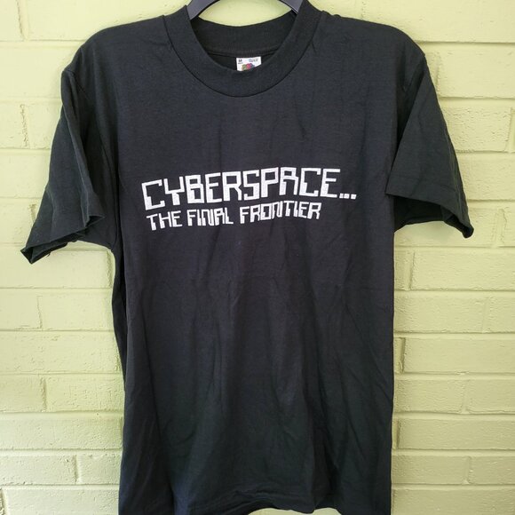 Vintage 1990s CYBERSPACE...The Final Frontier Shirt MEDIUM FOTL Single Stitch A4 - Picture 5 of 5